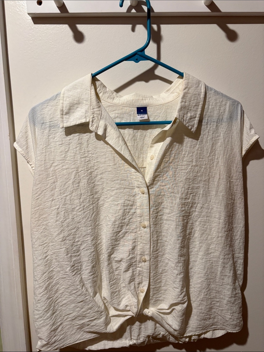 Old Navy Cream Button-Front Cap Sleeve Shirt